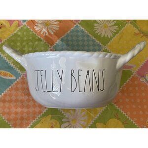 Rae Dunn Jelly Beans Easter Ceramic Basket Serving Bowl Large Light Blue 10"